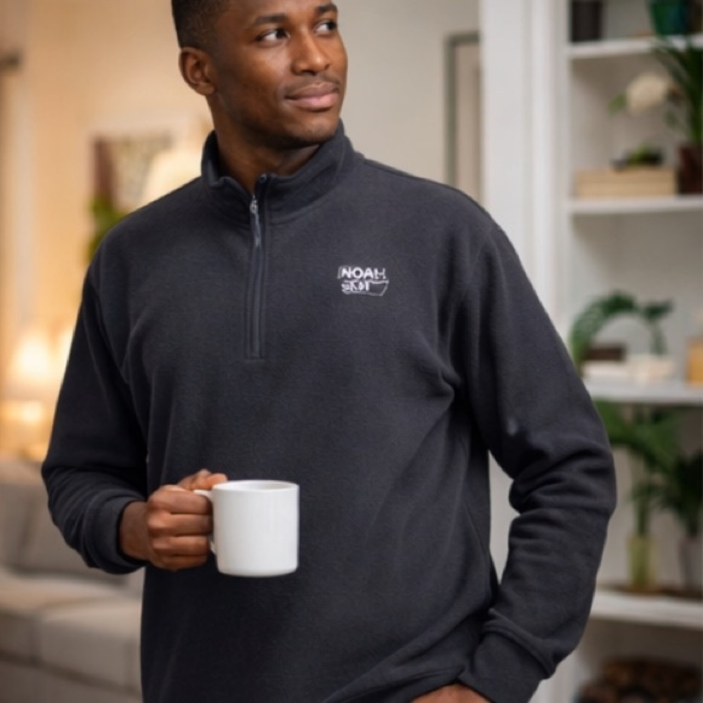 Noah Show Set Fleece Pullover 2XL Black Quarter Zip Embroidered Logo Sweater
